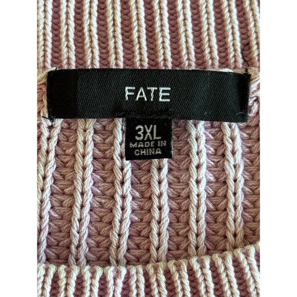 Fate Anthropologie Women's 3XL Pink Knit Sweater Lace-Patchwork Detailed-Arms - Picture 4 of 8